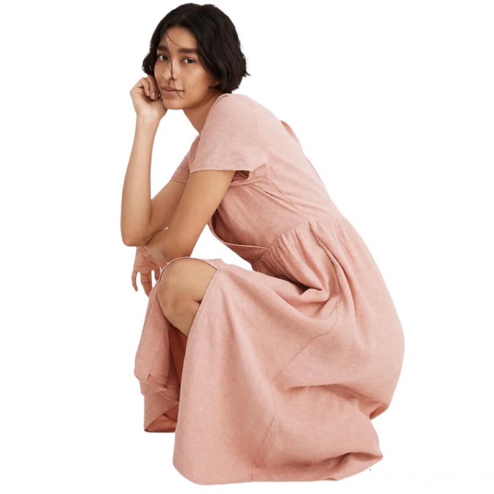 NWT Madewell Linen-Blend Clara Midi Dress size M - Picture 5 of 13